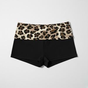Leopard Print Black Women's Shorts